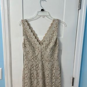 Sexy cream dress. Curvy, hugs in all the fright spots